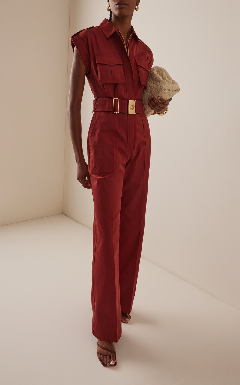Pocket-Detail Cotton-Gabardine Jumpsuit burgundy 3