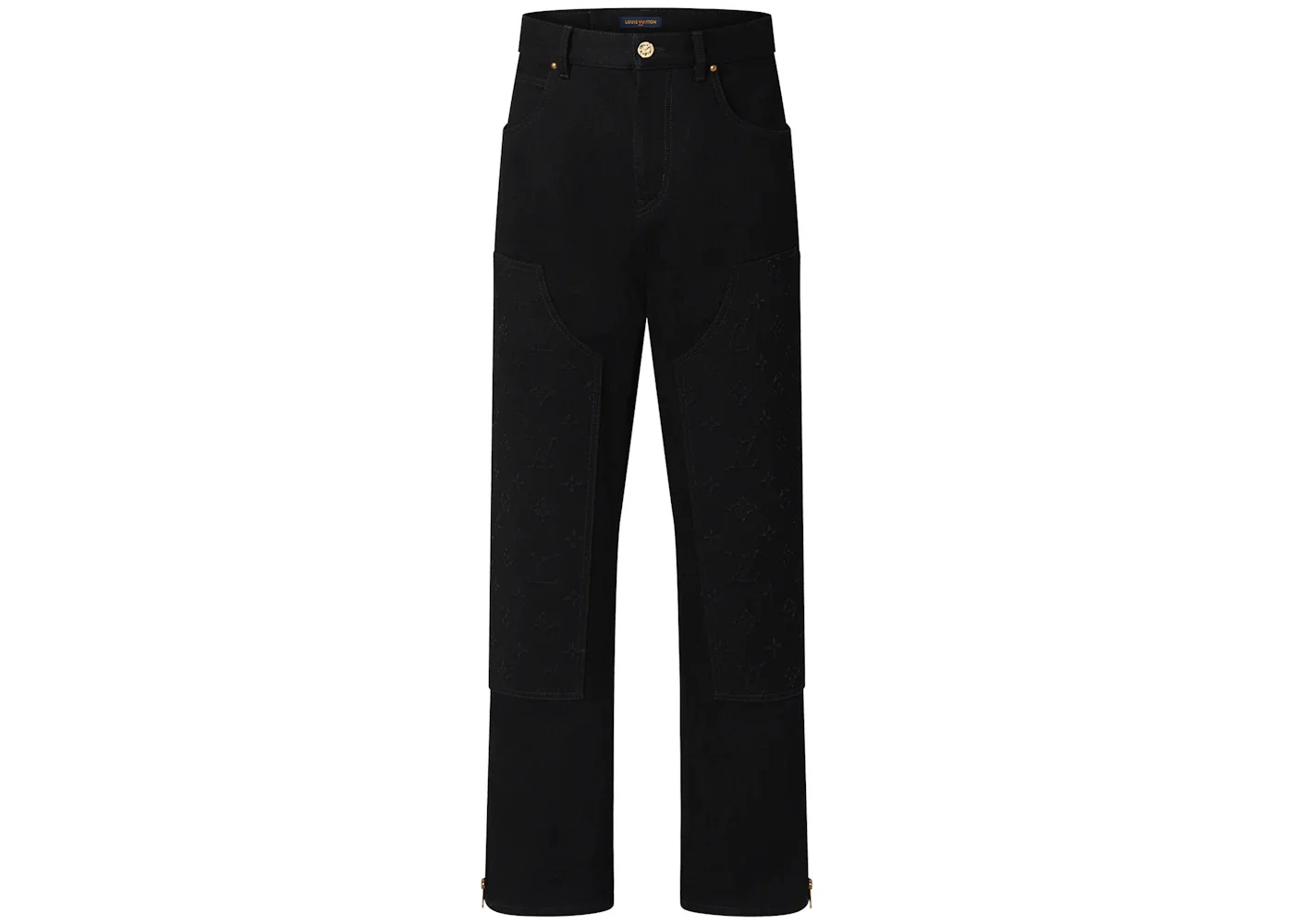 Louis Vuitton Monogram Detail Carpenter Denim Pants Black - 1