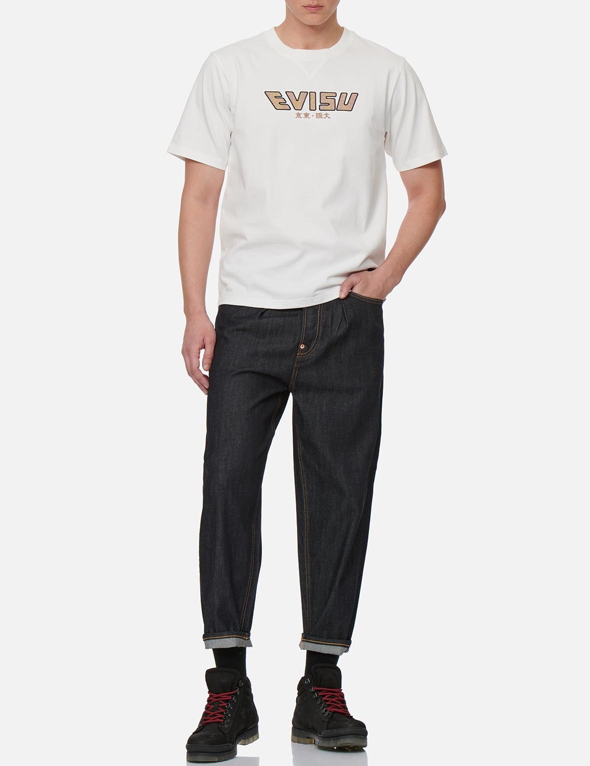 KOMAINU AND KAMON EMBROIDERED BALLOON DENIM JEANS - 4