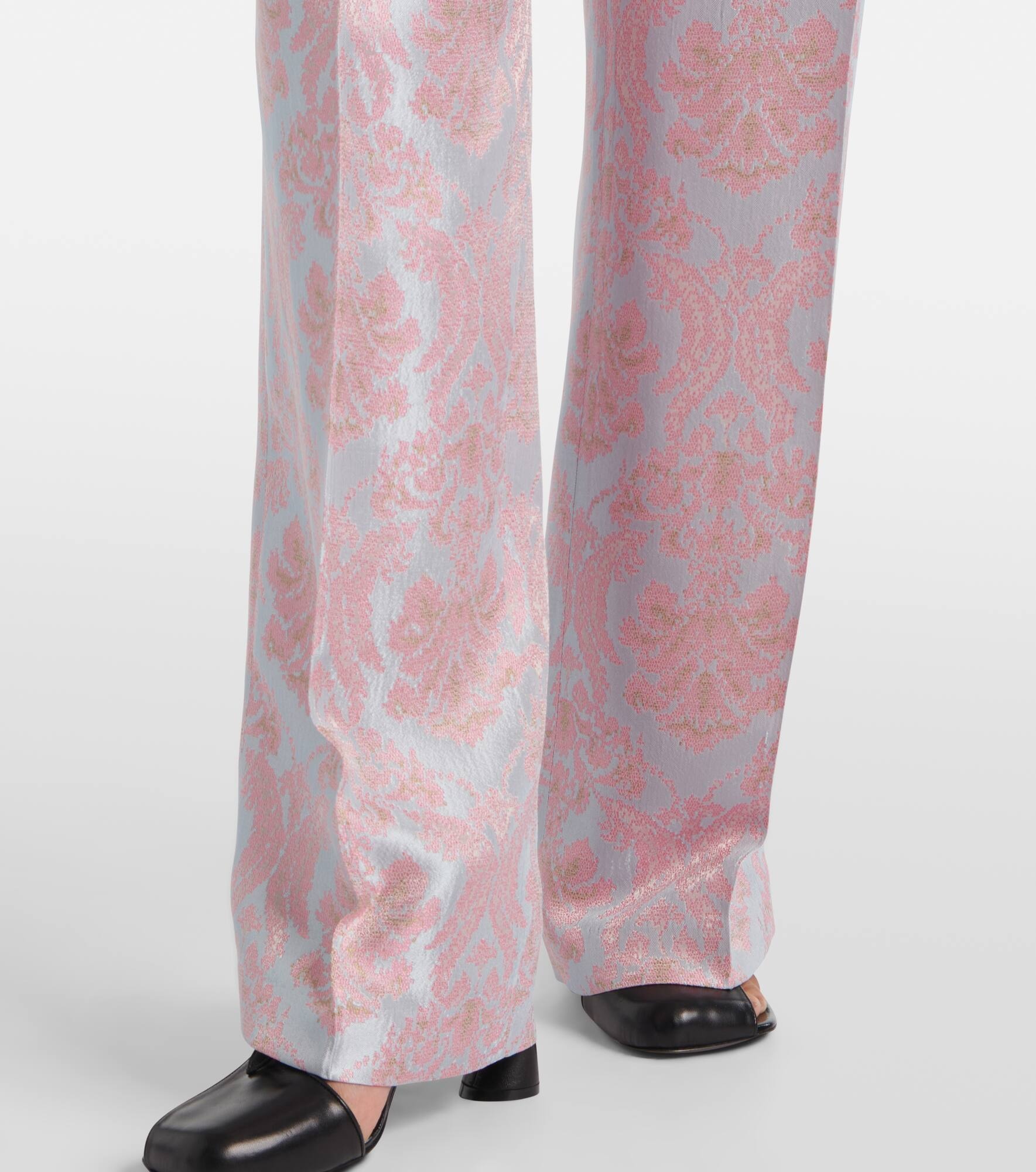 Floral jacquard straight pants - 5