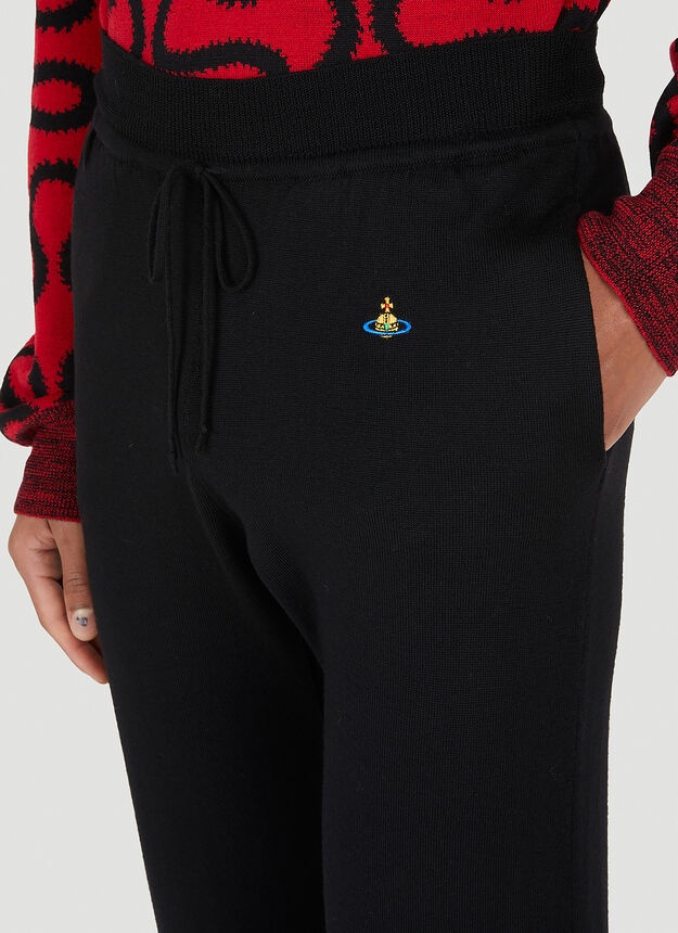 Logo Patch Knitted Track Pants in Black - 5