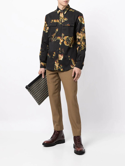 Paul Smith Disrupted Rose print patch-pocket shirt outlook