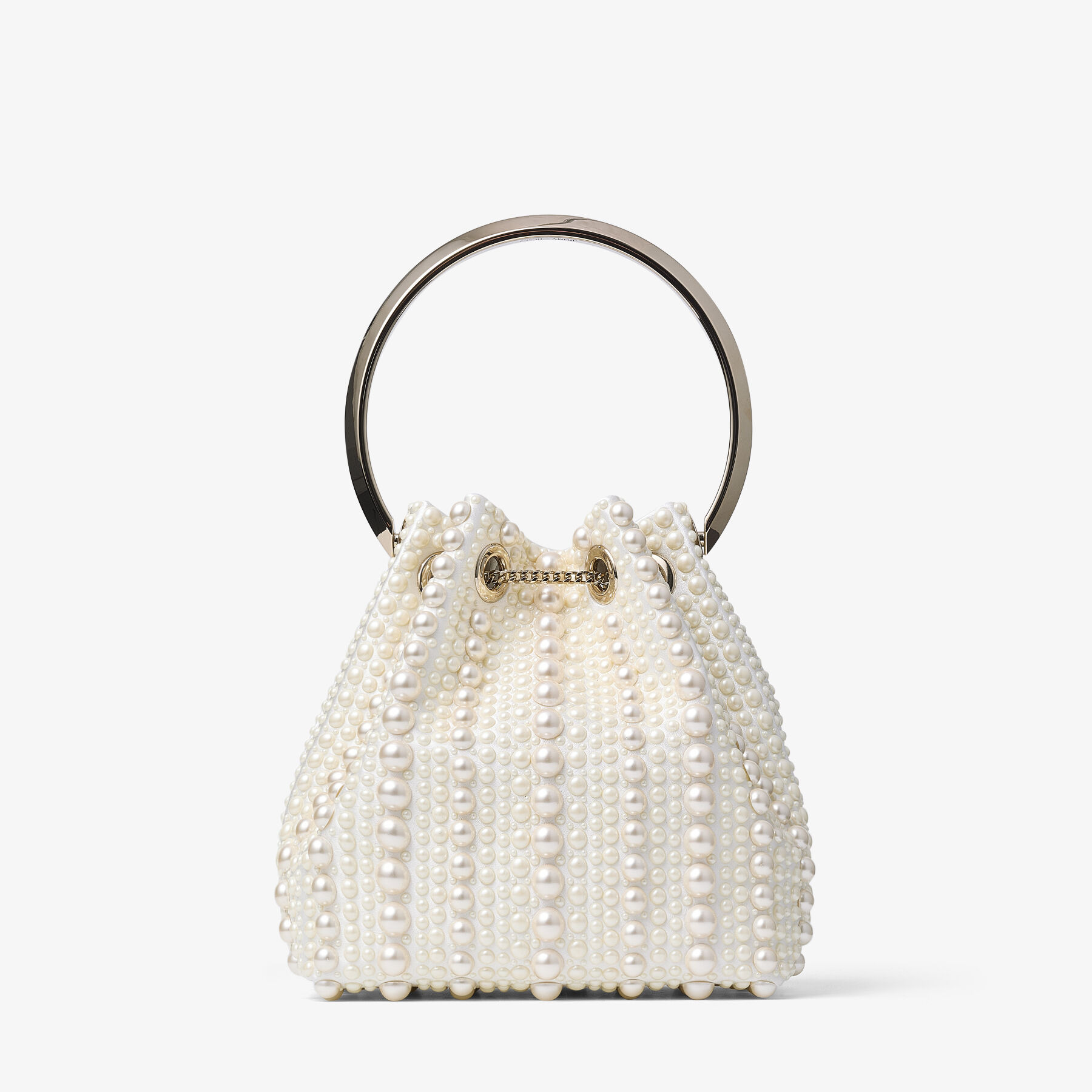 Bon Bon
Ivory Satin Bag with All-Over Pearls - 6