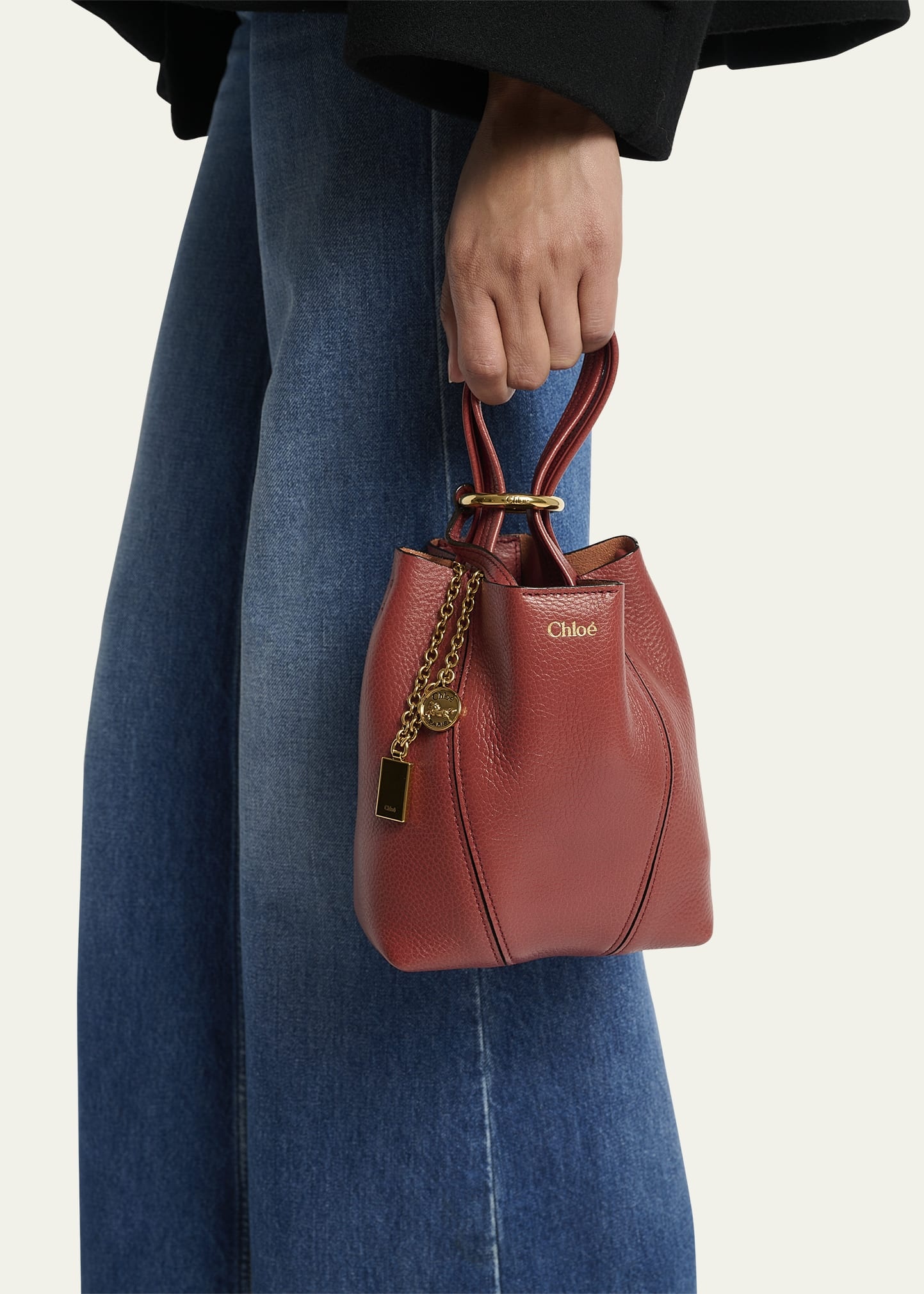 Spin Mini Tote Bag in Grained Calfskin - 2