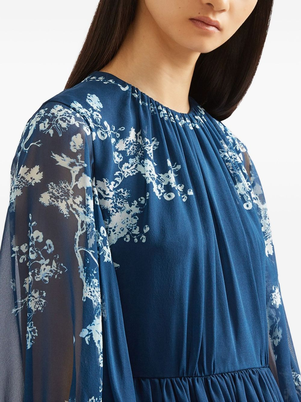 long-sleeve print gown - 4