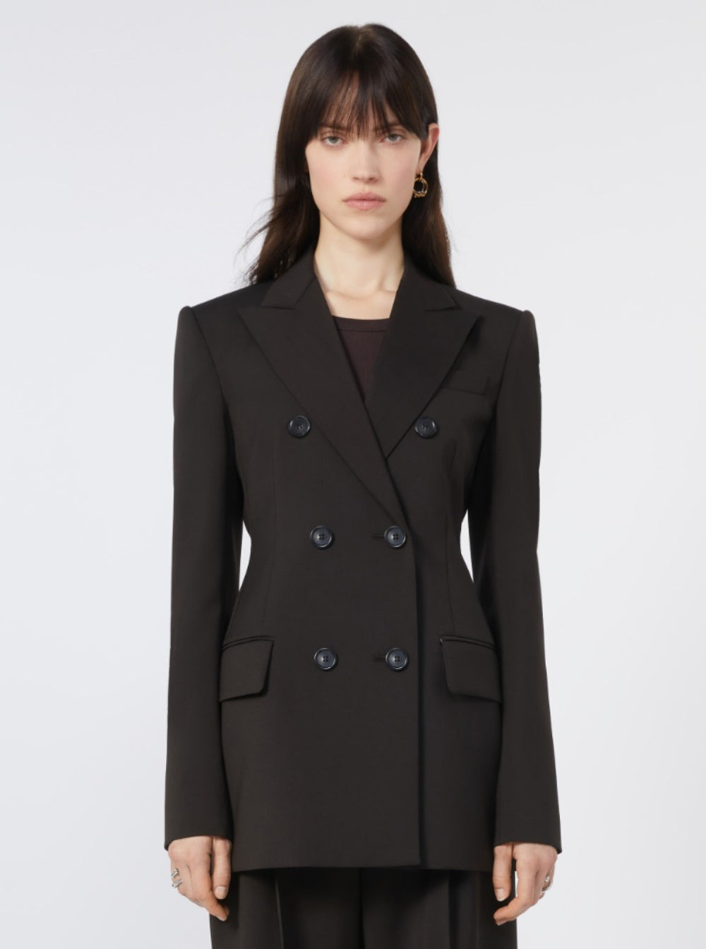 Sportmax Women 'Adamo' Brown Bouble-Breasted Jacket With Peak Revers In Wool Woman - 4