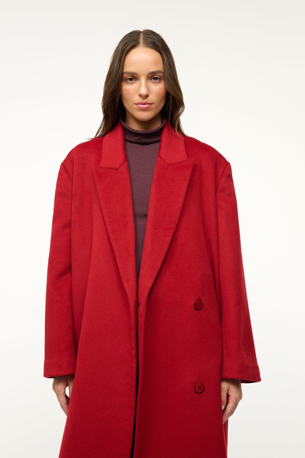 STAUD SERGE COAT ROUGE - 3