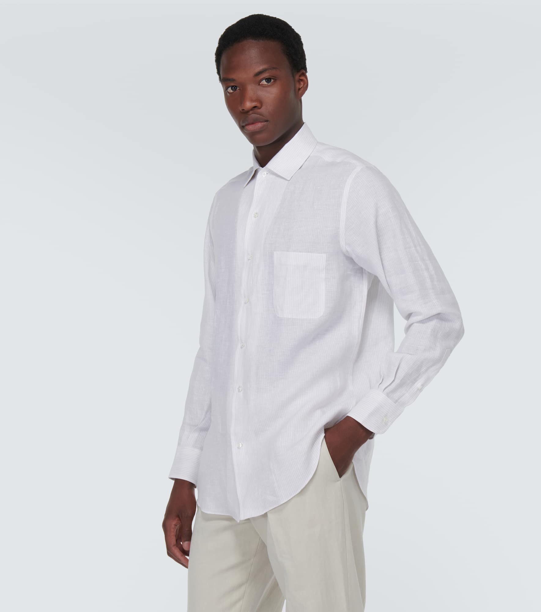 André striped linen shirt - 3
