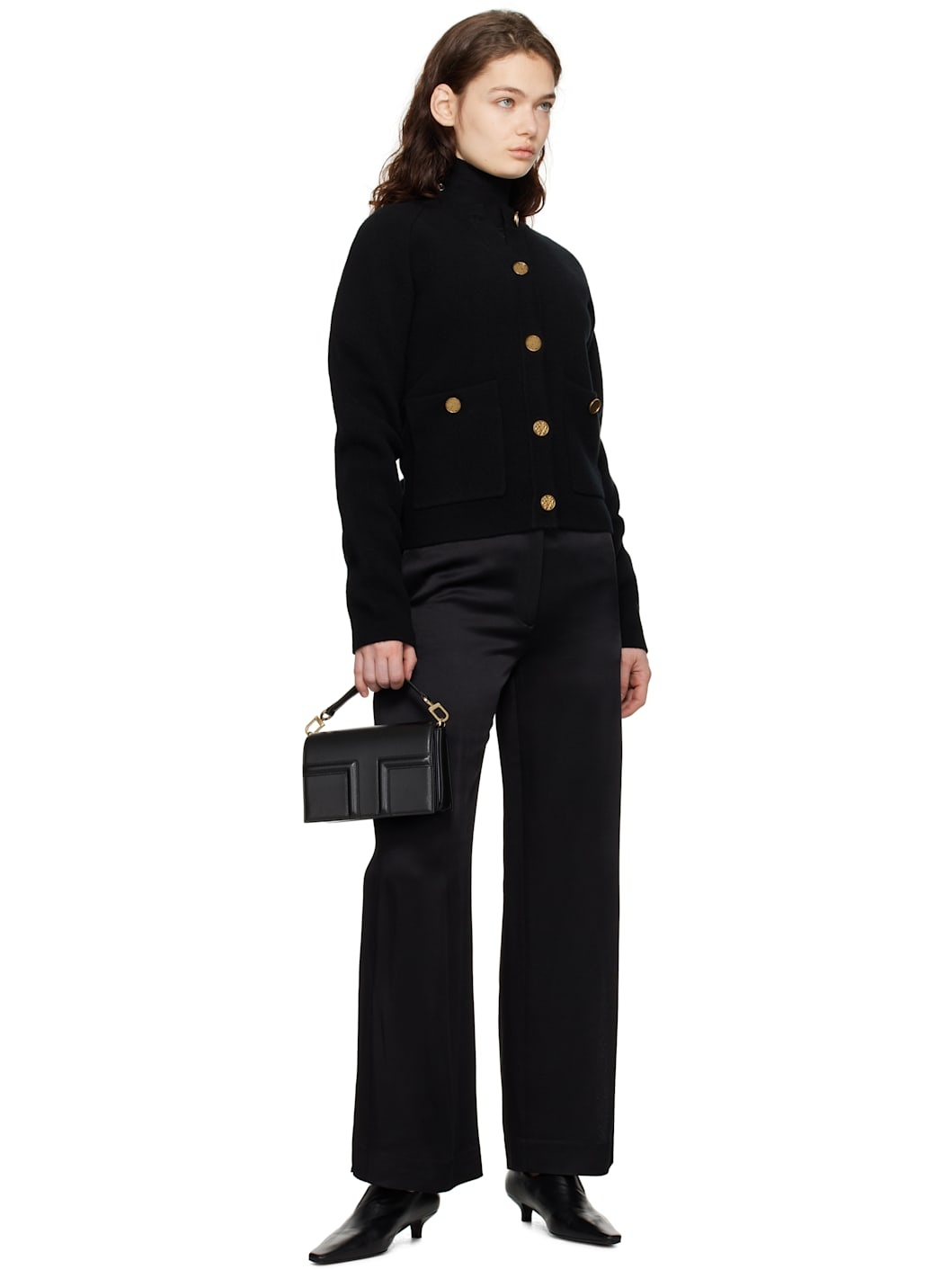 Black Cuff-Slit Trousers - 4