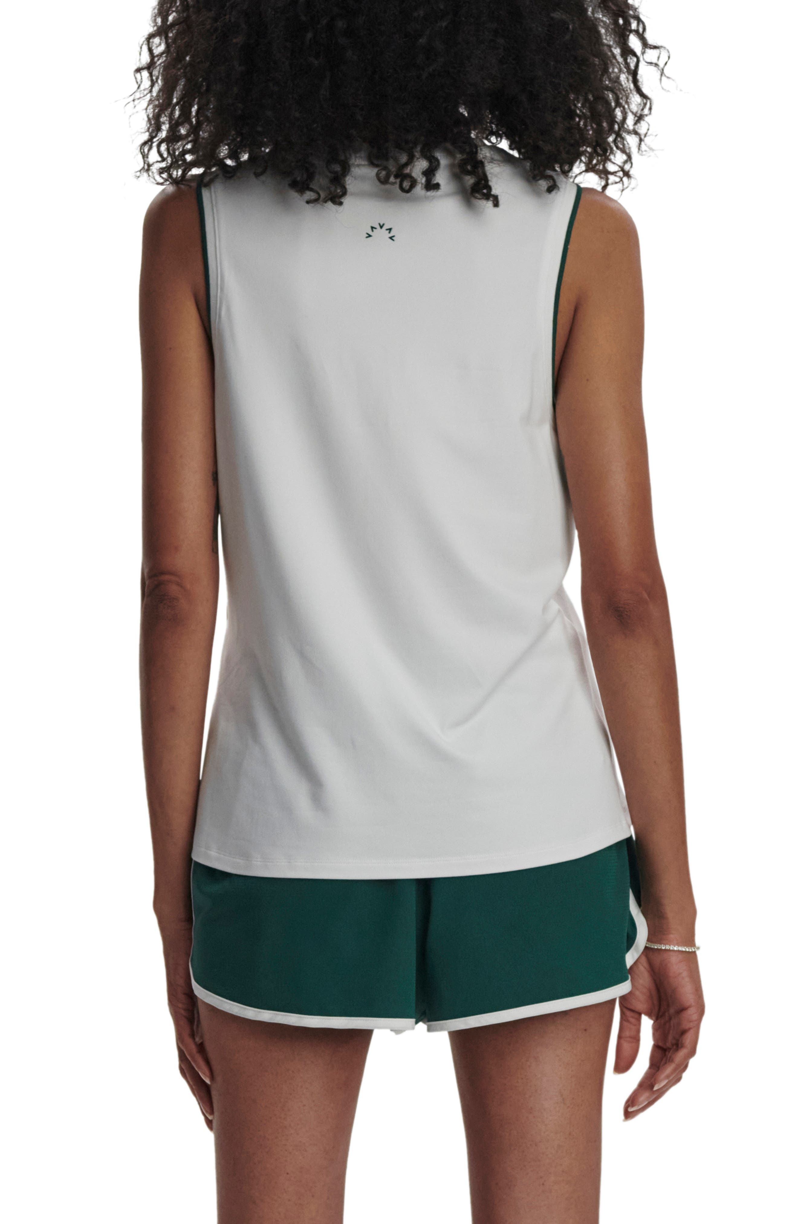 Varley Arton Performance Tank in White/Forest at Nordstrom - 2