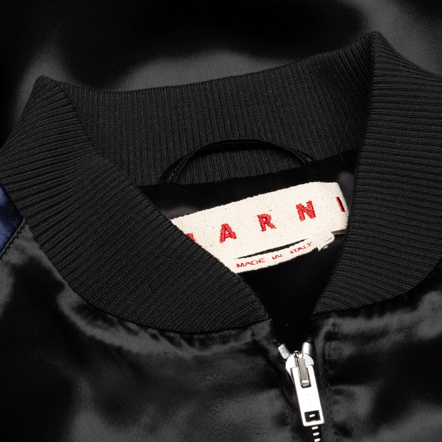 BLACK SATIN BOMBER WITH BEADED LOGO - BLACK - 3