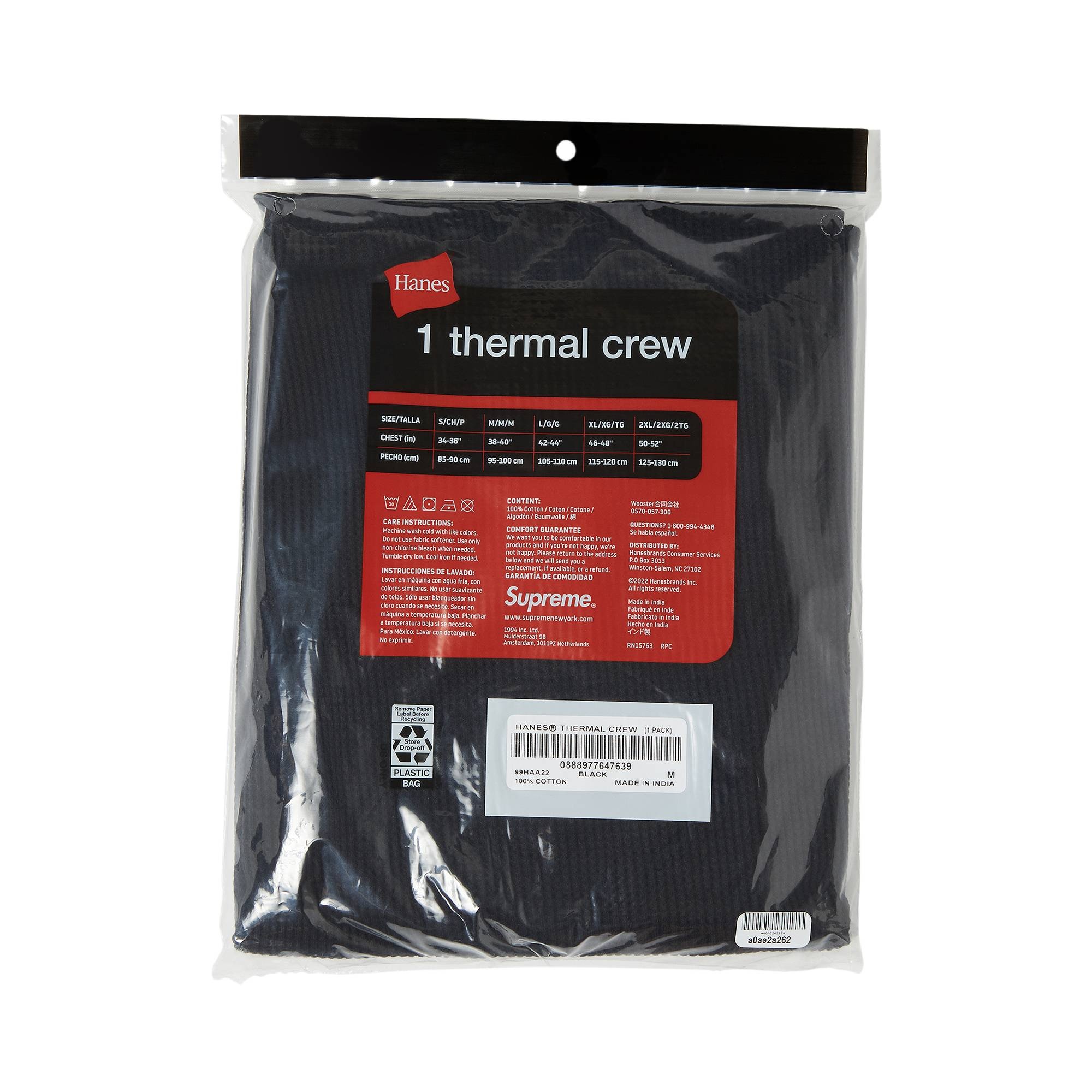 Supreme x Hanes Thermal Crew (1 Pack) 'Black' - 2