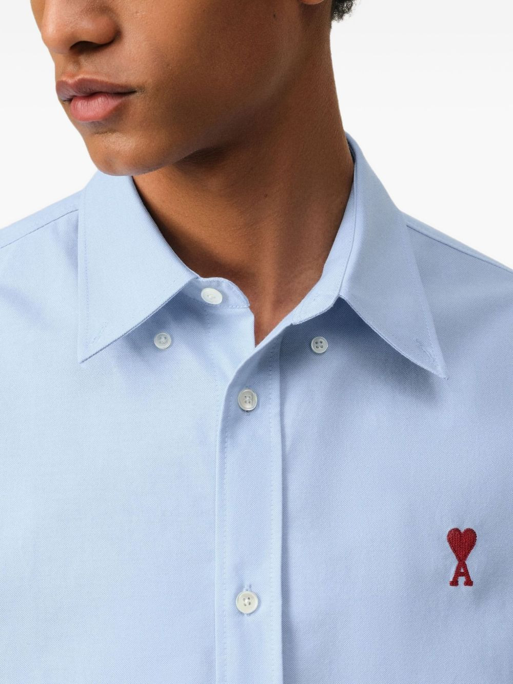 logo-embroidered poplin shirt - 7