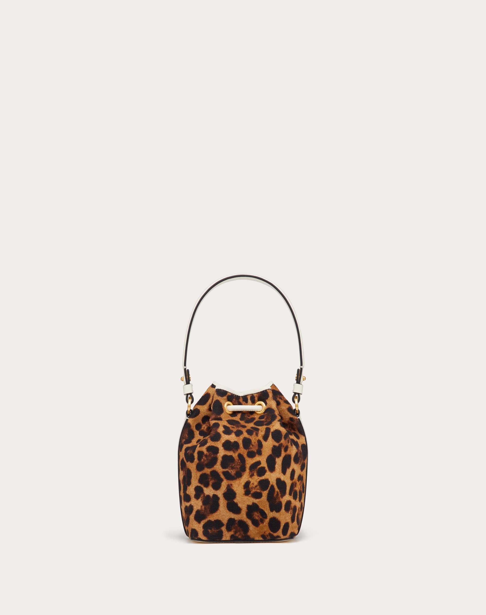 MINI VALENTINO GARAVANI ESCAPE BUCKET BAG IN CANVAS WITH ANIMALIER PRINT - 4