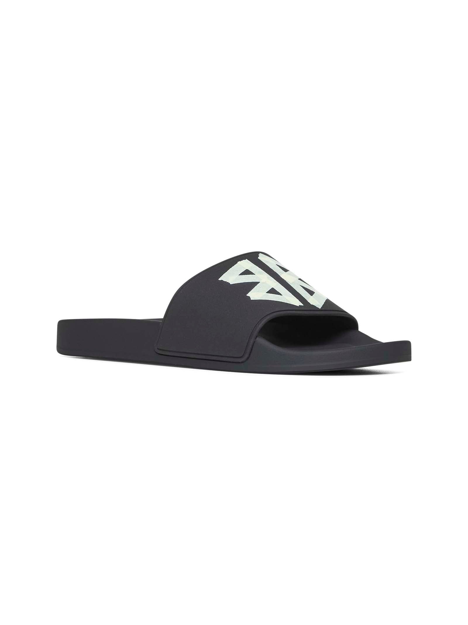 Black rubber Slide Pool sandals - 2
