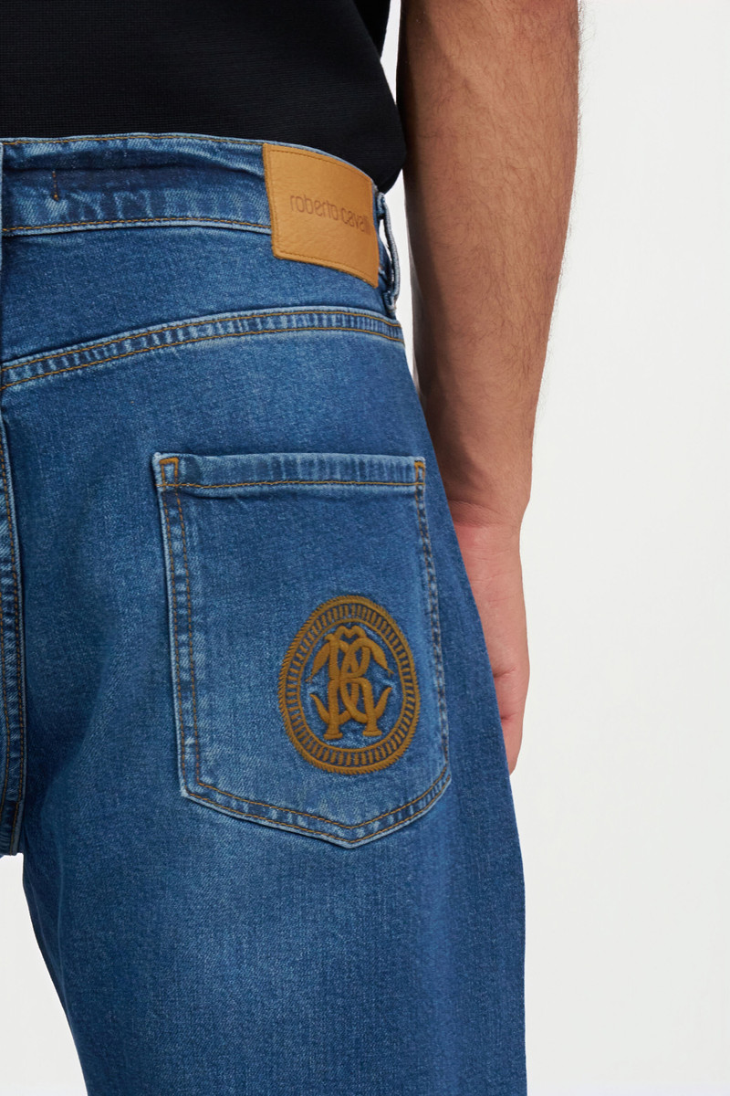 Blue Denim Jeans With Monogram RC 7