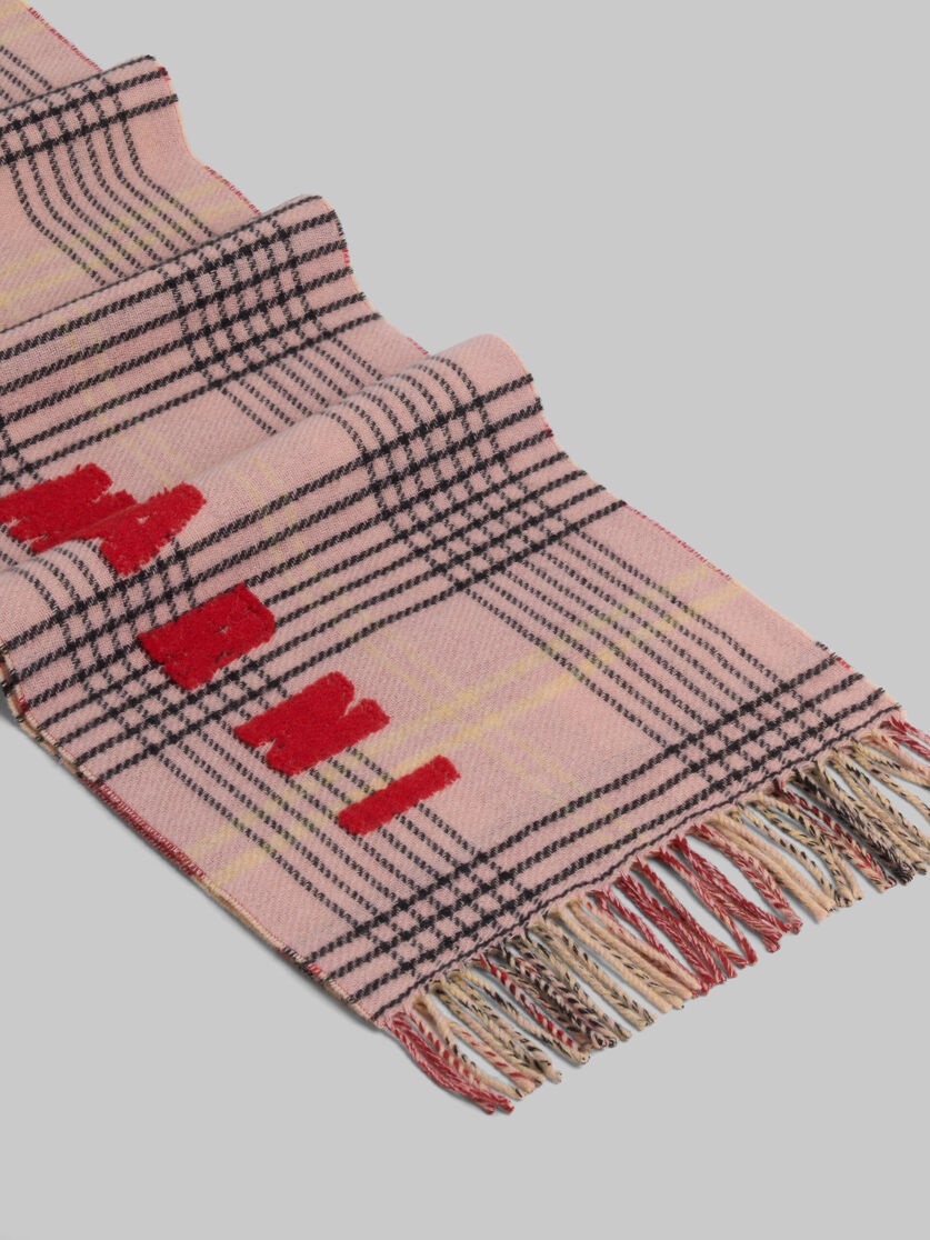 PINK DOUBLE CHECK WOOL SCARF - 3