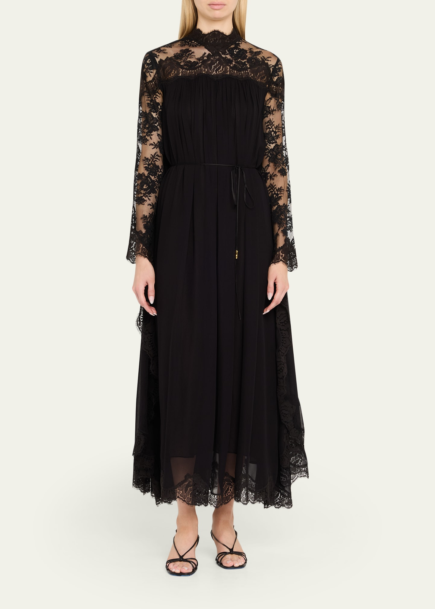 Lace Bat-Wing Maxi Dress - 2