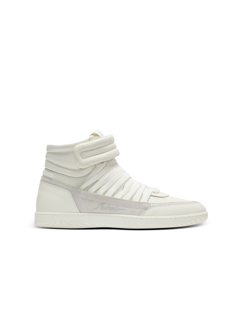 Leather Balmain Swan Mid-Top lace-up trainers 1