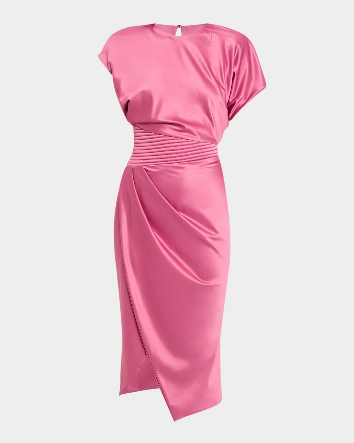 Bond Draped Stretch Satin Midi Sheath Dress - 1