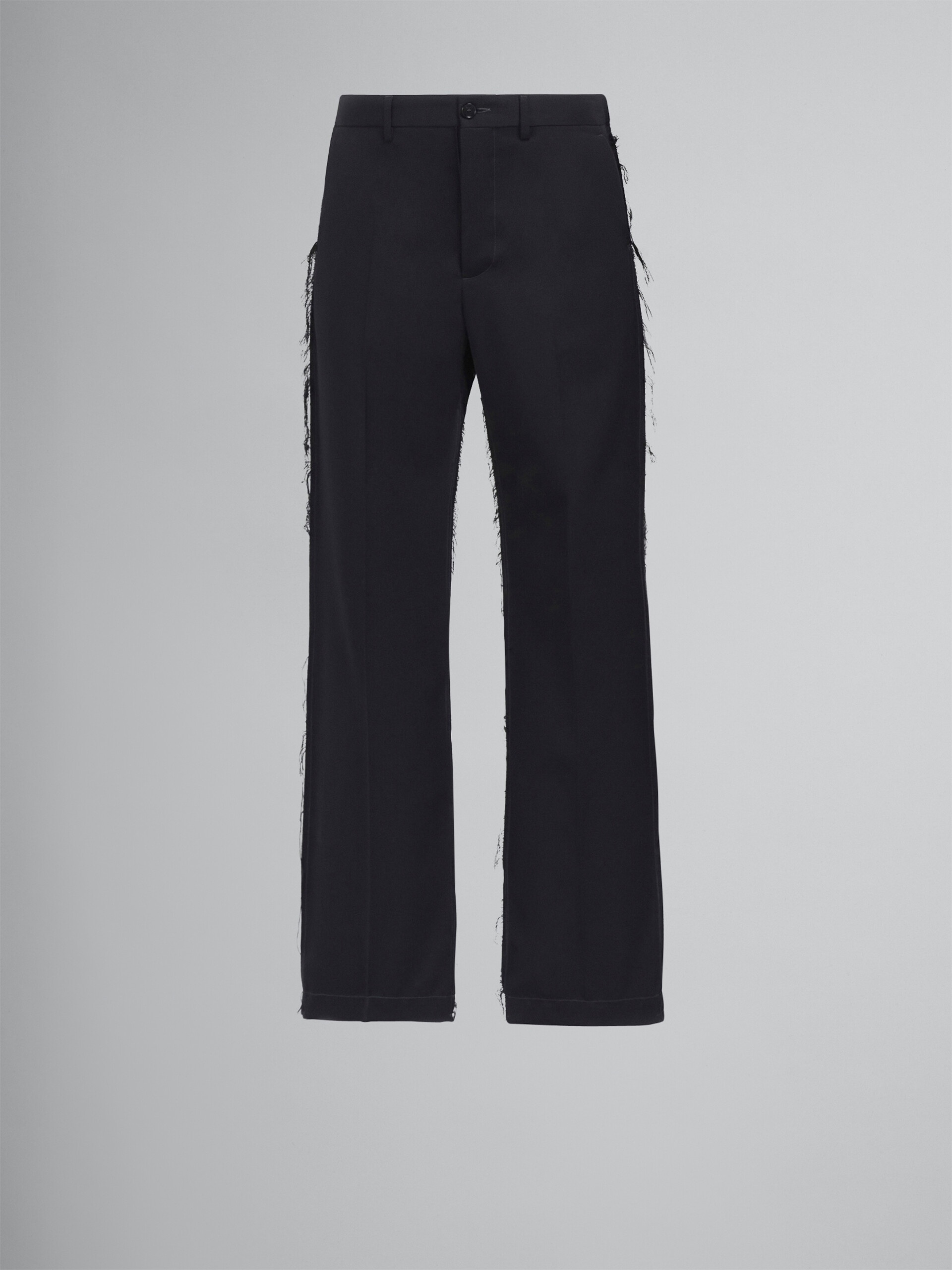 BLACK GABARDINE WOOL PANTS - 1