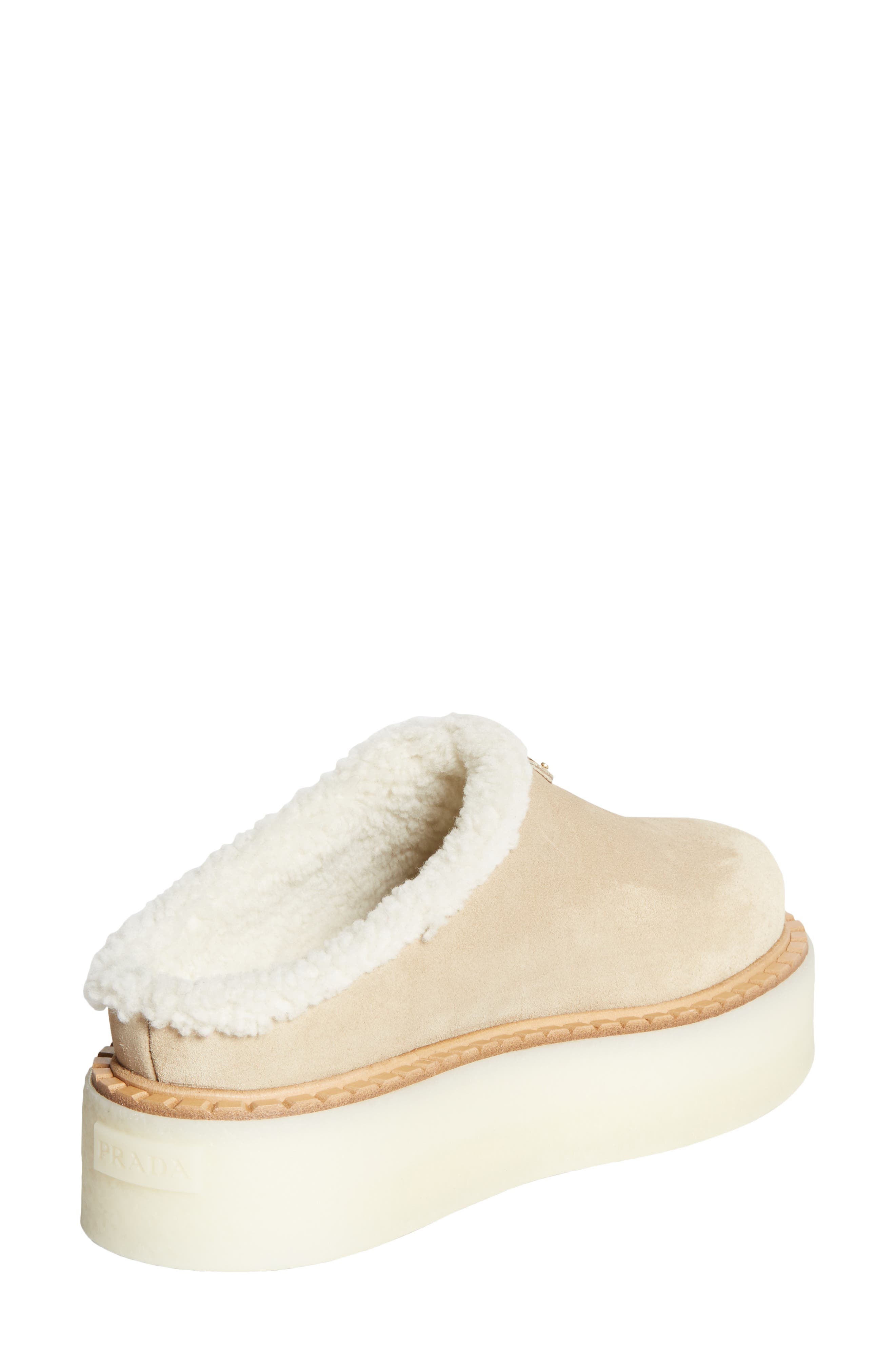 Prada Evolve Genuine Shearling Clog in Ecru at Nordstrom - 2