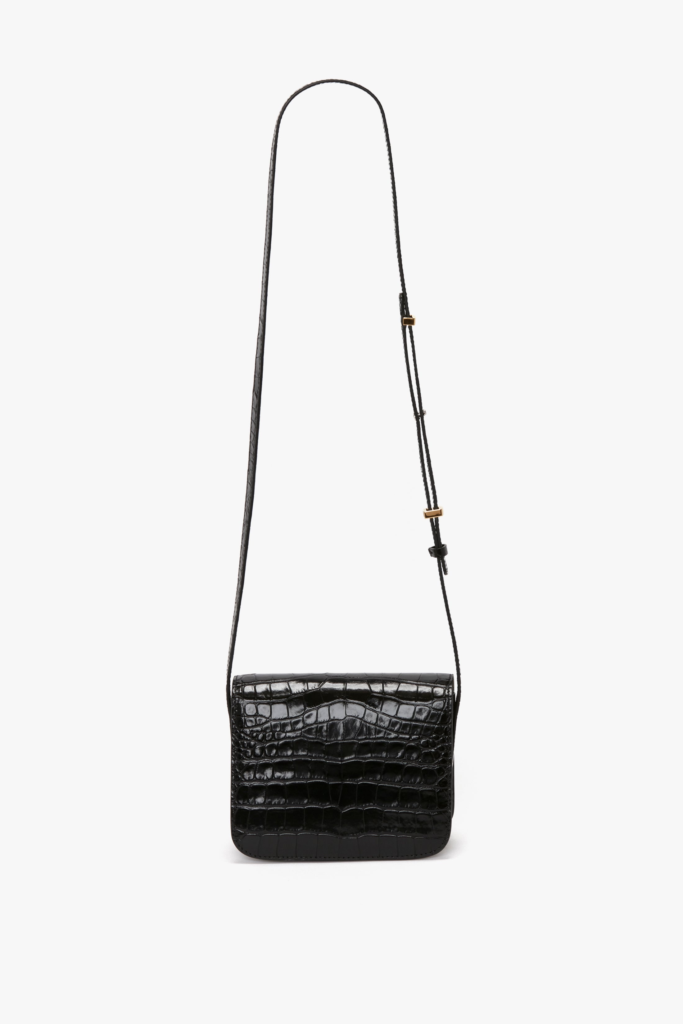 Mini Frame Shoulder Bag In Black Croc-Effect Leather - 5