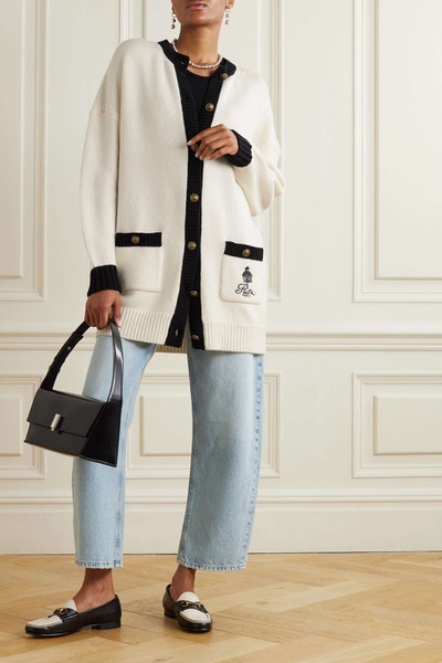 FRAME + Ritz Paris embroidered two-tone cashmere cardigan outlook