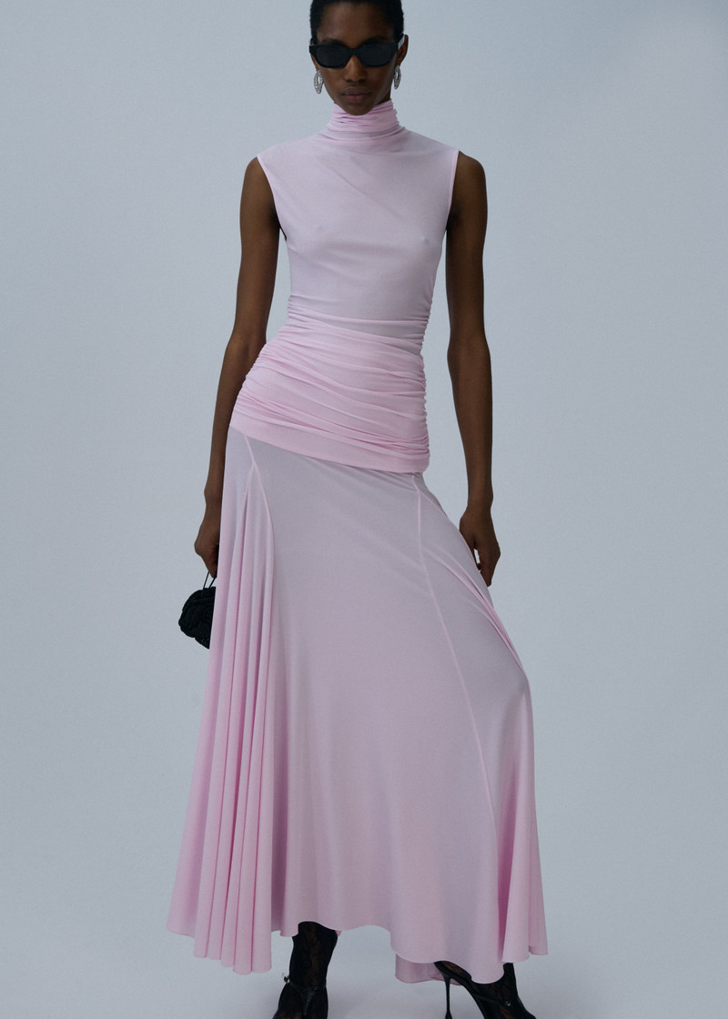 MAGDA BUTRYM High-neck cupro midi dress in pink outlook