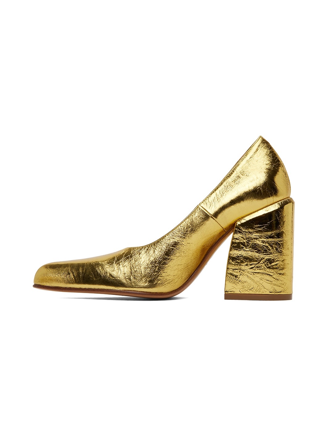 Gold Leather Pumps - 3