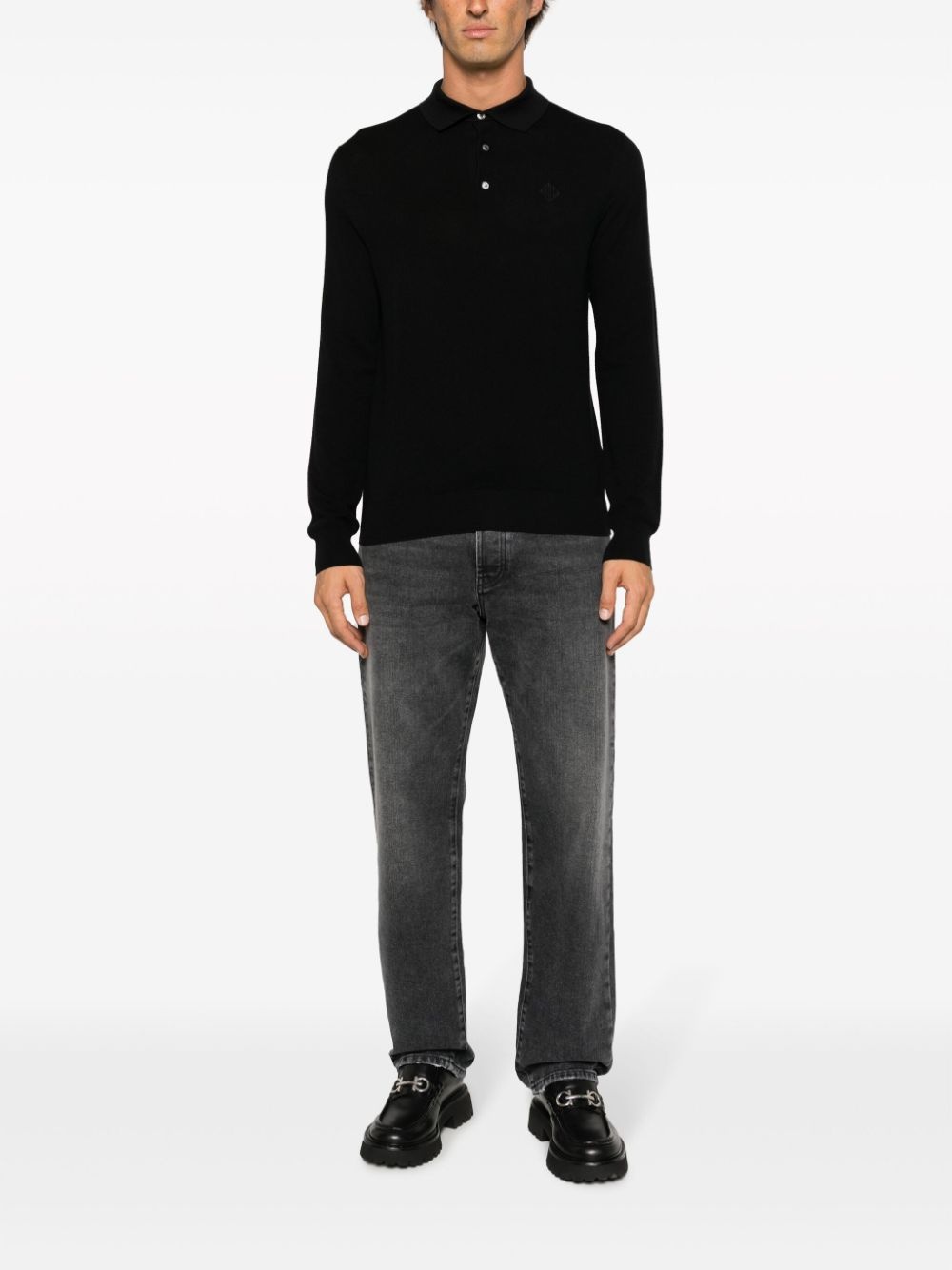 logo-embroidered polo jumper - 2
