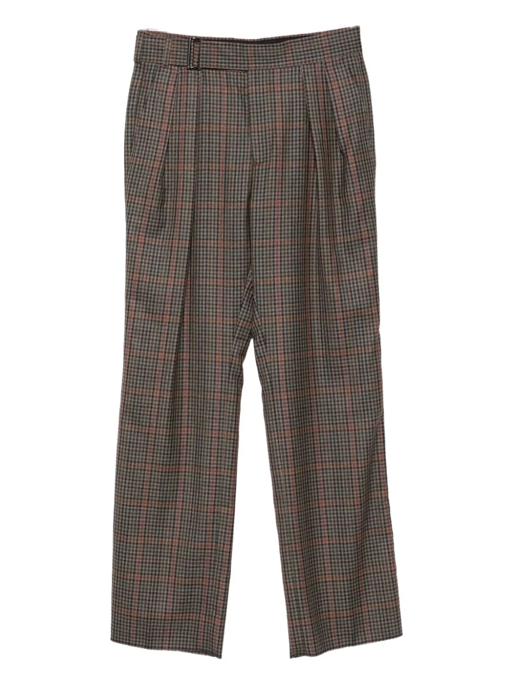 check pleated trousers - 1