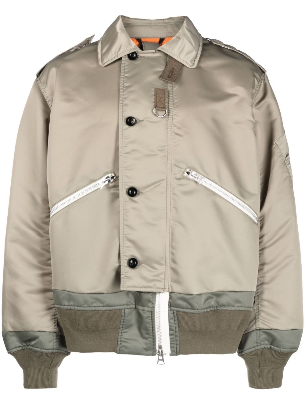 off-centre button-fastening bomber jacket - 1