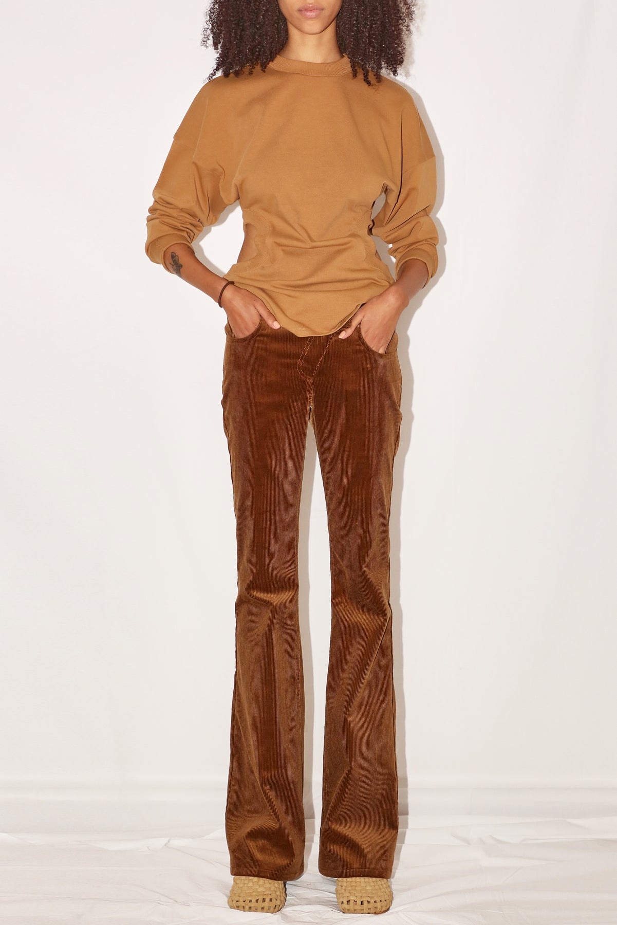 LONG SLEEVE JERSEY TOP WITH CUT-OUT DETAIL TERRACOTTA - 3