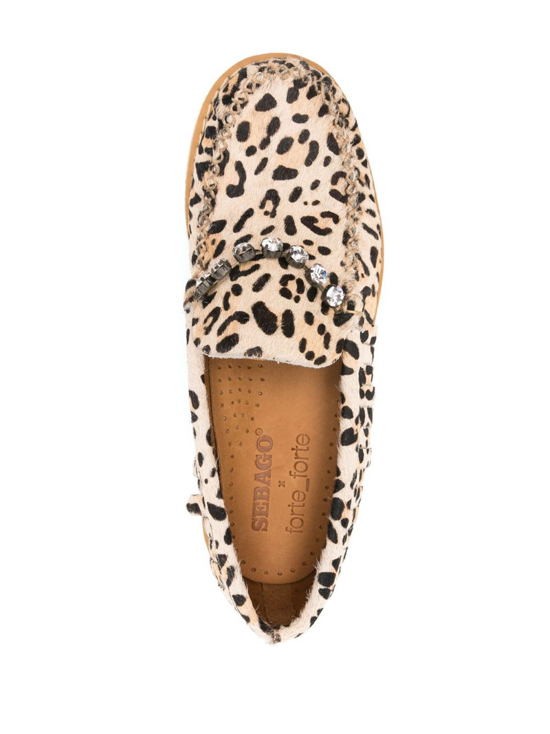 crystal-embellished animal-pattern loafers 4