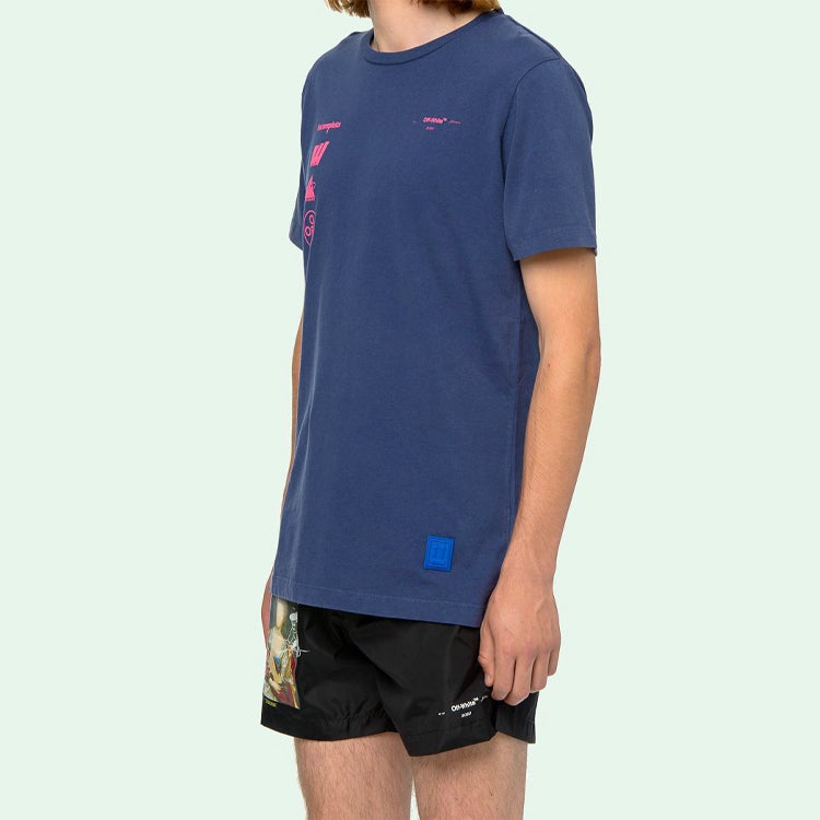 Off-White Back Photo Printing Short Sleeve Blue OMAA027E191850053088 - 6