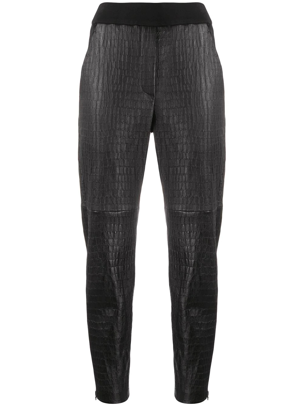 crocodile-effect leather trousers - 1