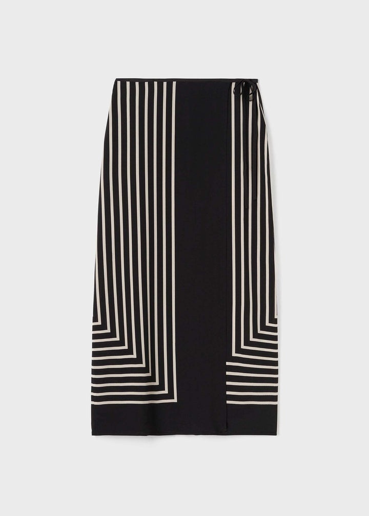 Monogram silk wrap skirt black - 1