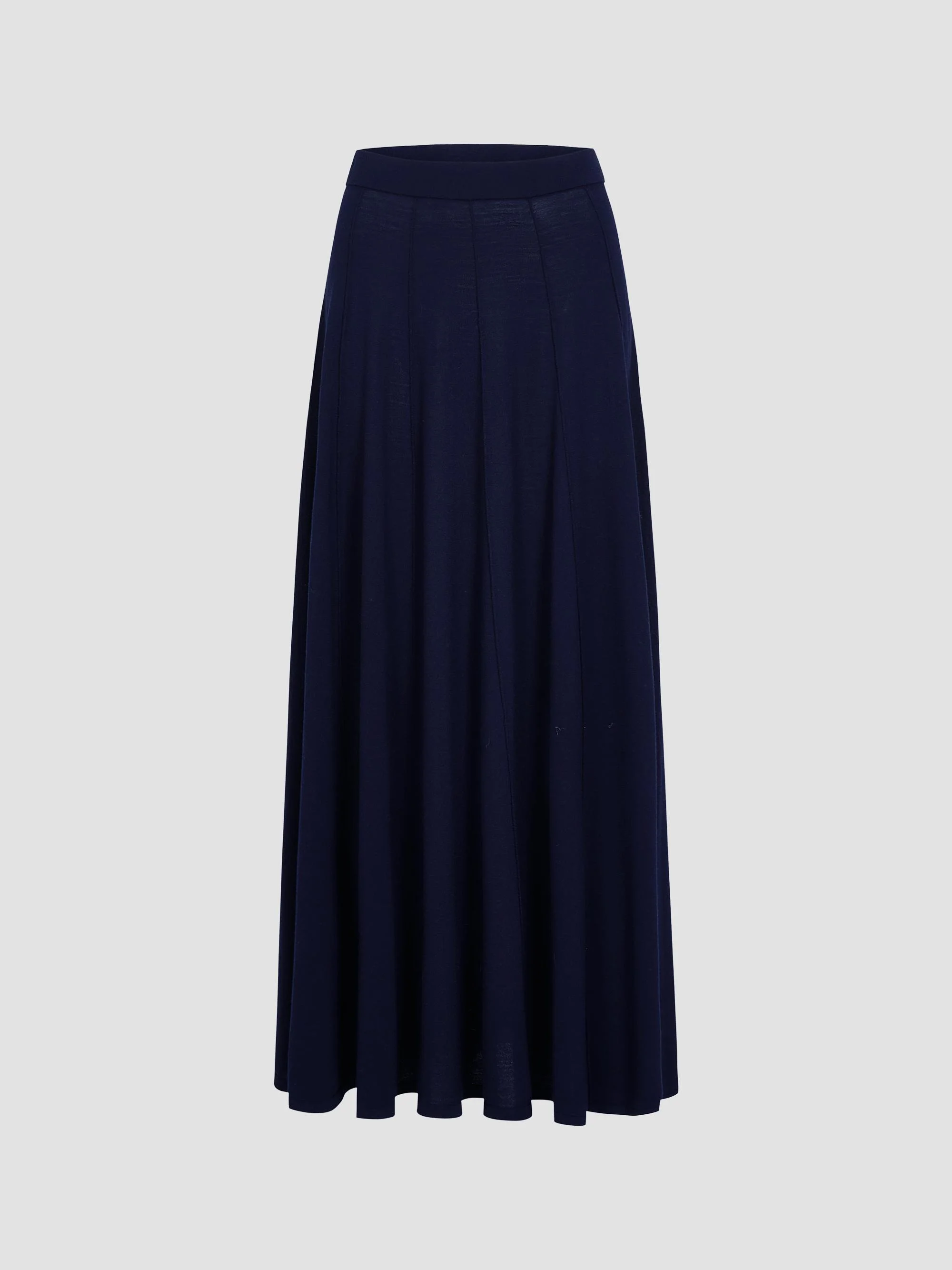 Women's Merino Wool A-Line Maxi Skirt - Blue Nights - 1