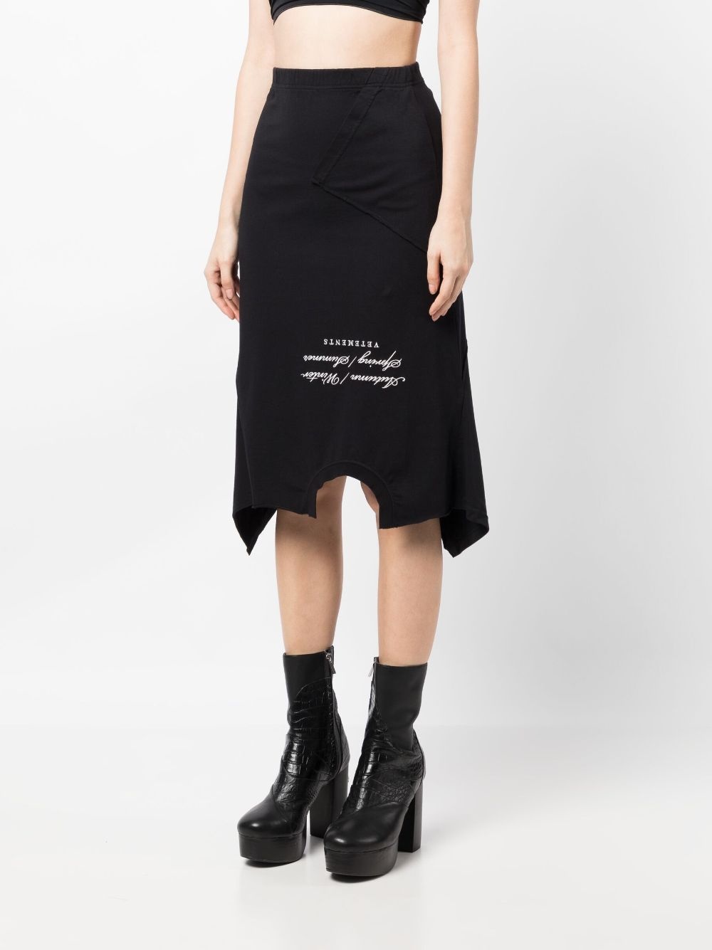asymmetric-hem logo-embroidered skirt - 3
