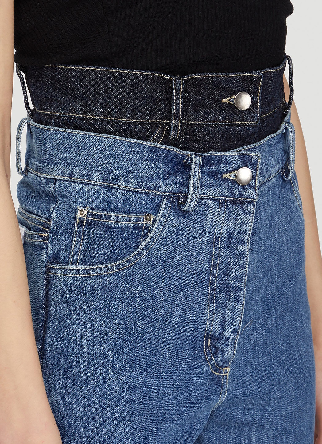 Contrast Waistline Jeans - 5