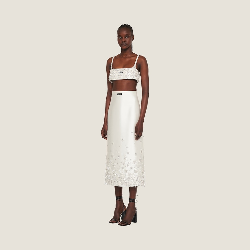 Embroidered silk and wool skirt 1