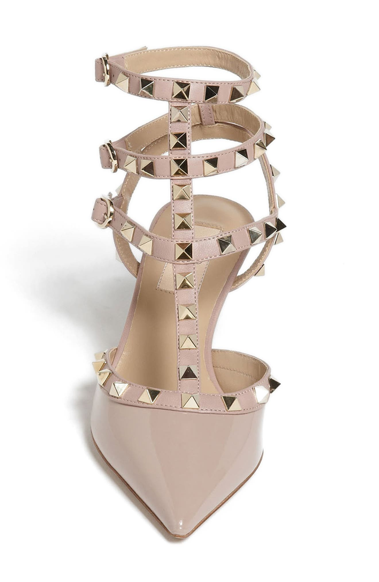 Valentino Garavani Rockstud Strappy Pointed Toe Pump in P45 Poudre/poudre at Nordstrom - 5
