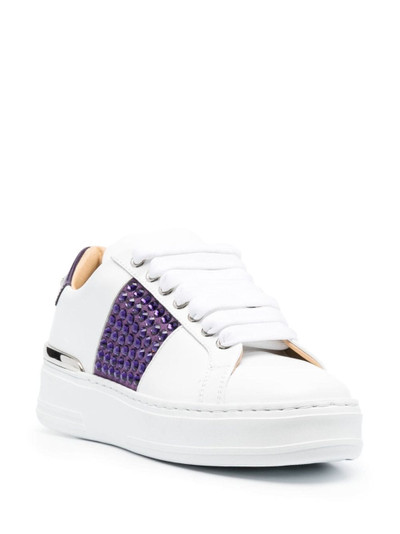 PHILIPP PLEIN crystal-embellished low-top leather sneakers outlook