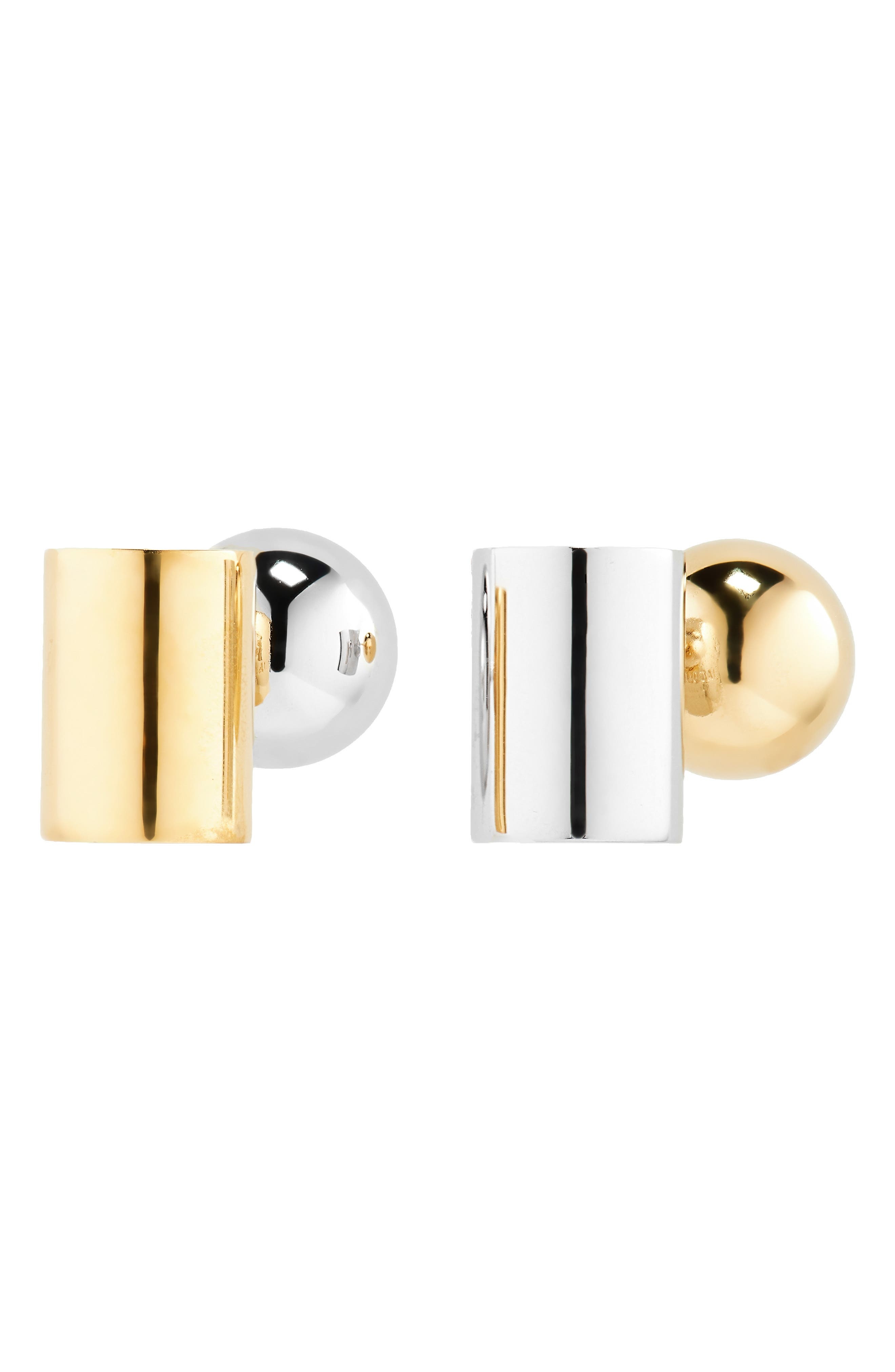 Jacquemus Les Boucles Perlina Mismatched Ear Jackets in Gold /Silver at Nordstrom - 3
