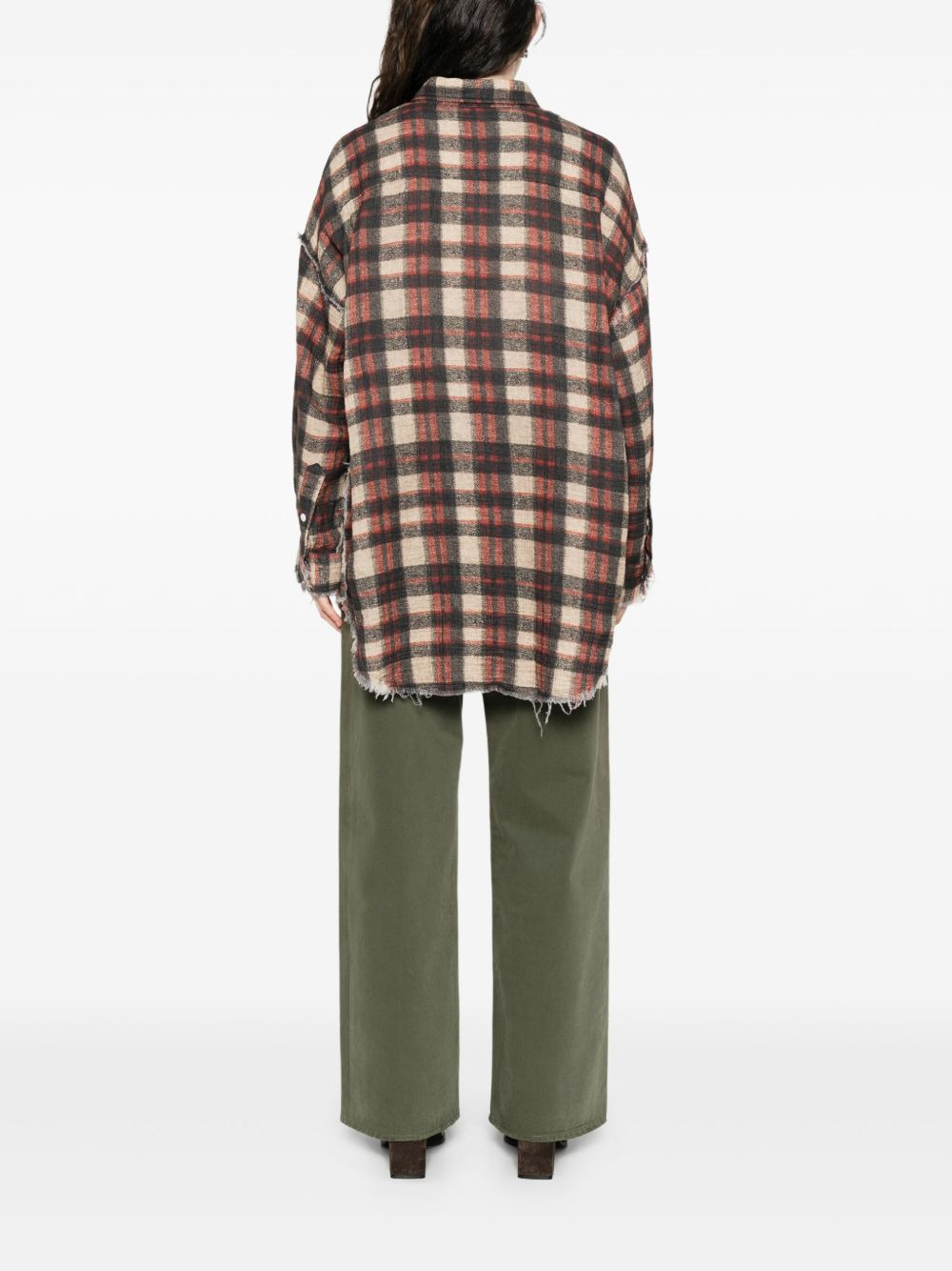 frayed plaid-check shirt - 4