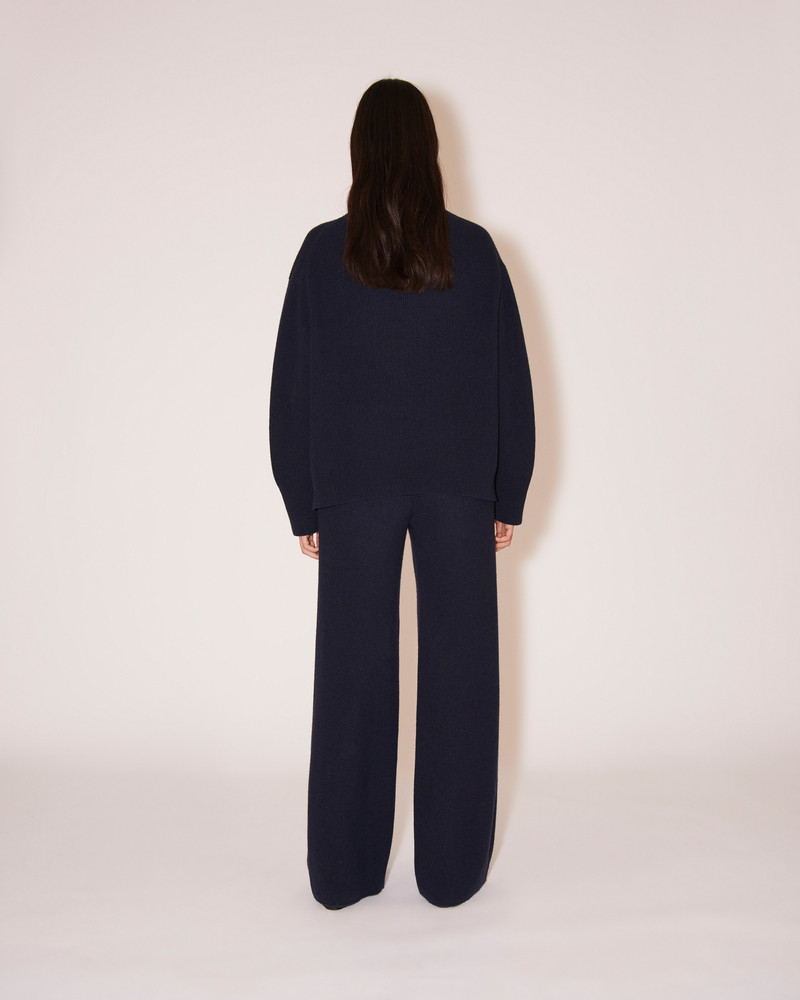ONI - Knitted straight-leg pants - Navy 4