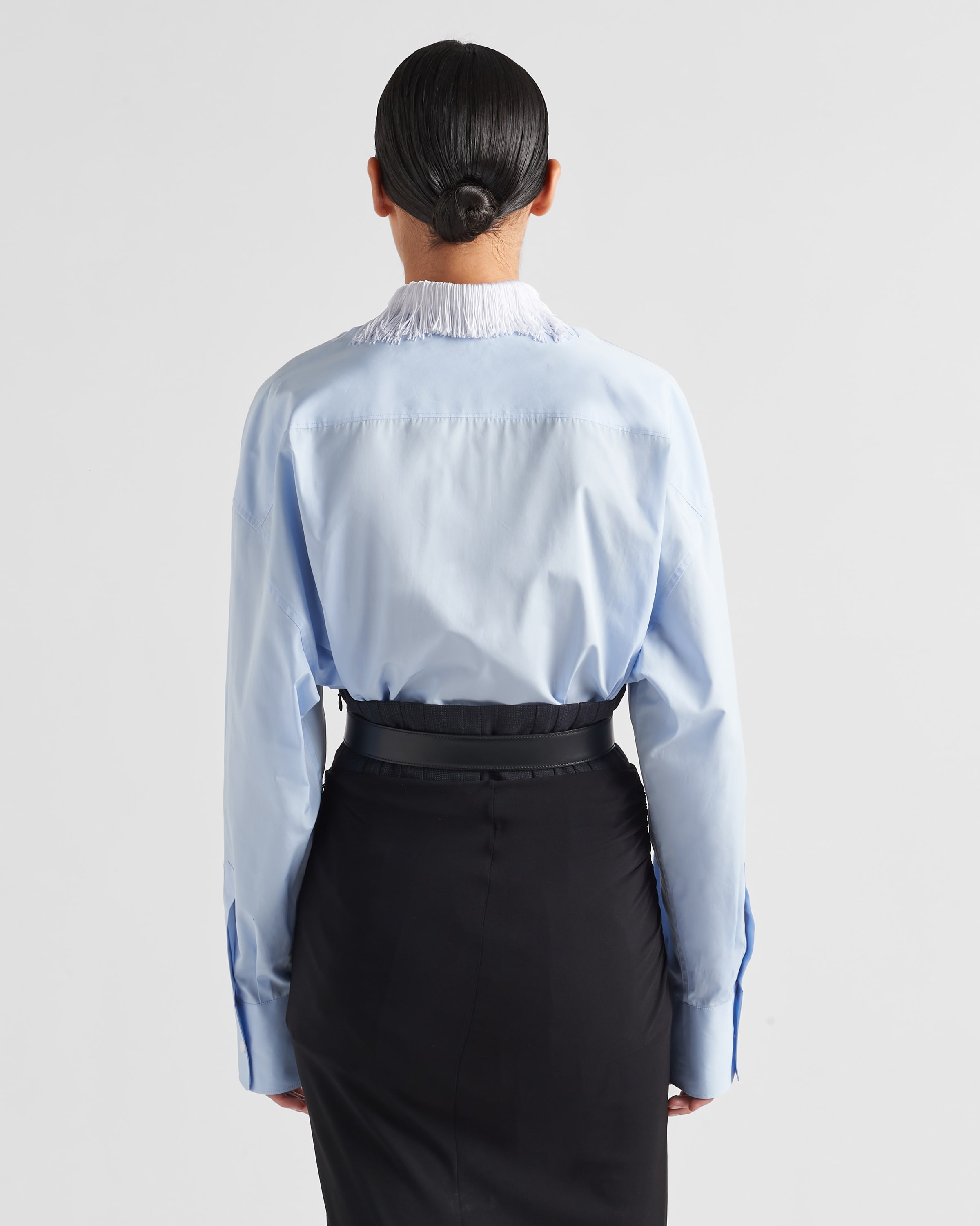 Poplin shirt with fringed collar - 5