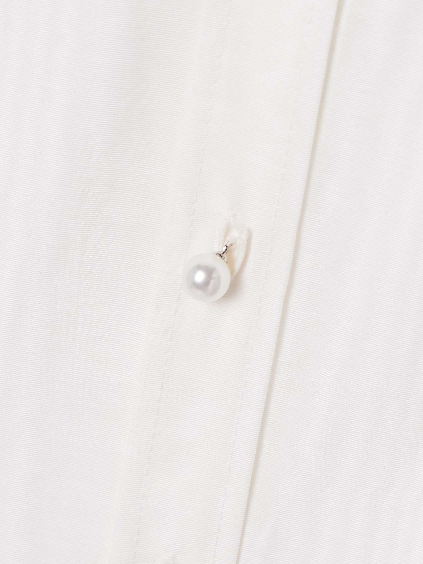 Icon faux pearl-embellished moire shirt White - 4