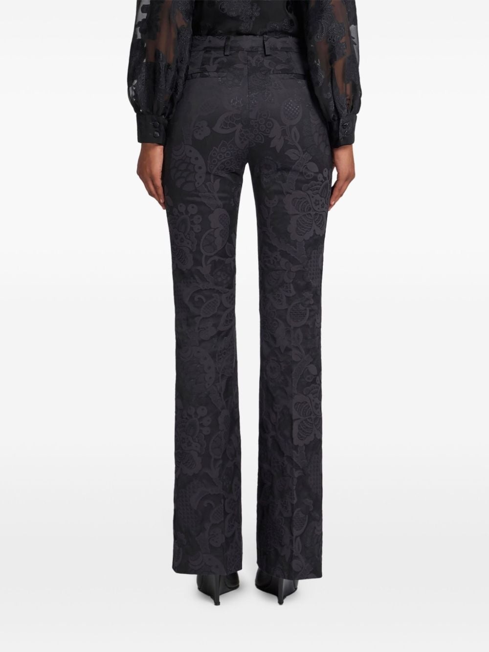 tonal-design jacquard trousers - 4